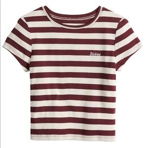red and white stripped juniors Dickies cropped tee